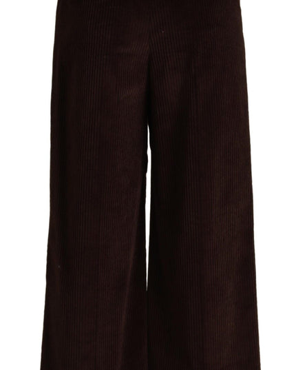 Dolce & Gabbana Black Cotton High Waist Trouser Wide Leg Pants