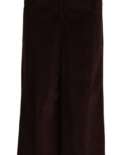 Dolce & Gabbana Black Cotton High Waist Trouser Wide Leg Pants