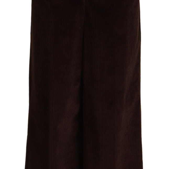Dolce & Gabbana Black Cotton High Waist Trouser Wide Leg Pants