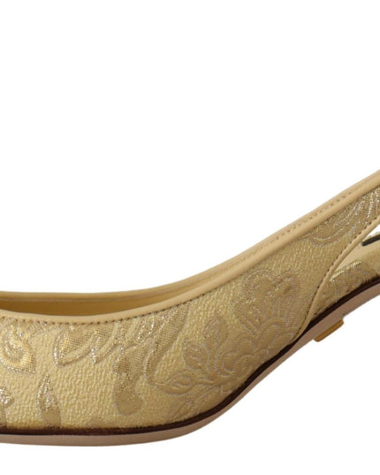 Dolce & Gabbana Gold Crystal Slingbacks Pumps Heels Shoes