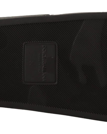 Dolce & Gabbana Black Leather I Love D&G Slides Sandals