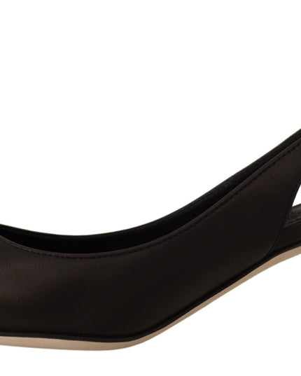 Dolce & Gabbana Black Leather Slingbacks Heels Pumps Shoes
