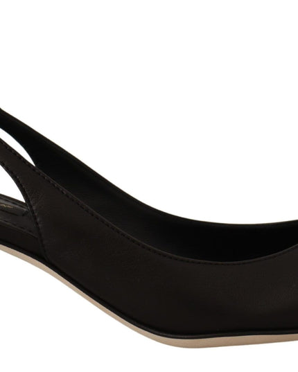 Dolce & Gabbana Black Leather Slingbacks Heels Pumps Shoes