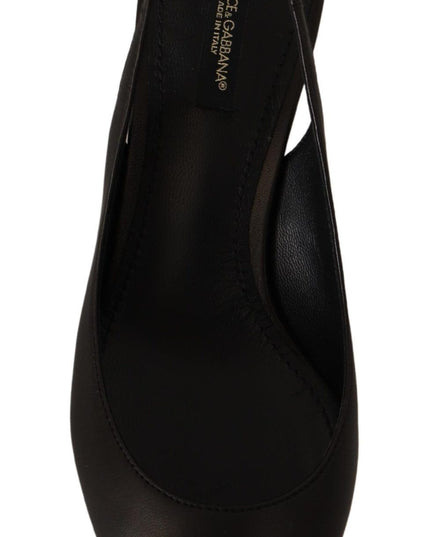 Dolce & Gabbana Black Leather Slingbacks Heels Pumps Shoes