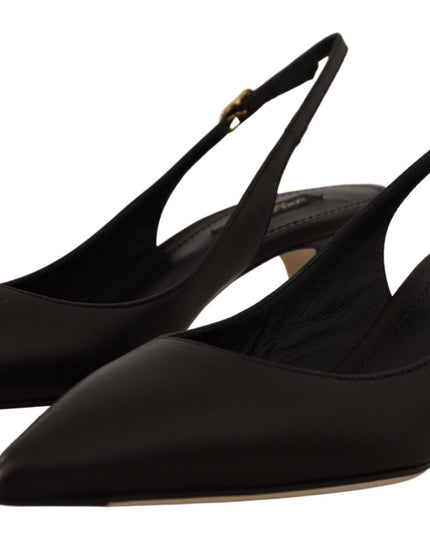 Dolce & Gabbana Black Leather Slingbacks Heels Pumps Shoes