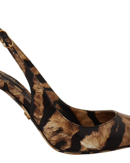 Dolce & Gabbana Brown Slingbacks Leather Tiger Shoes