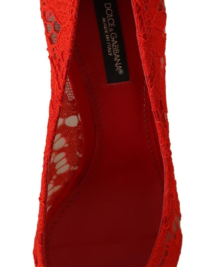 Dolce & Gabbana Red Taormina Lace Crystal Heels Pumps