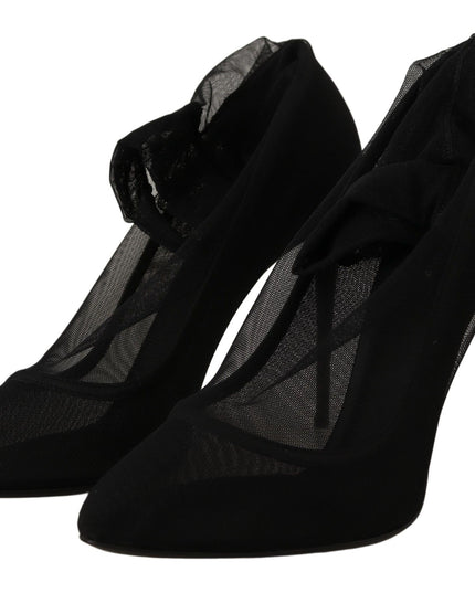 Dolce & Gabbana Black Tulle Stretch Boots Pumps Shoes