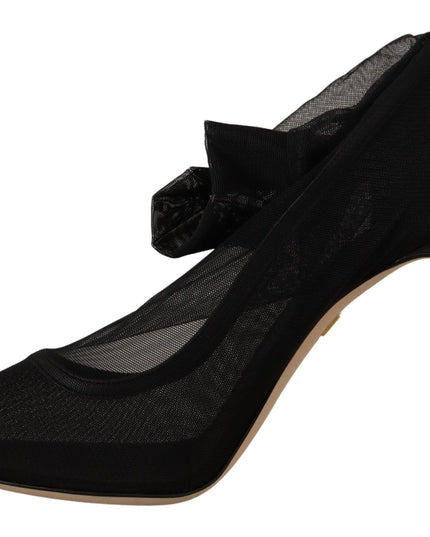 Dolce & Gabbana Black Stretch Tulle Stretch Boots Shoes