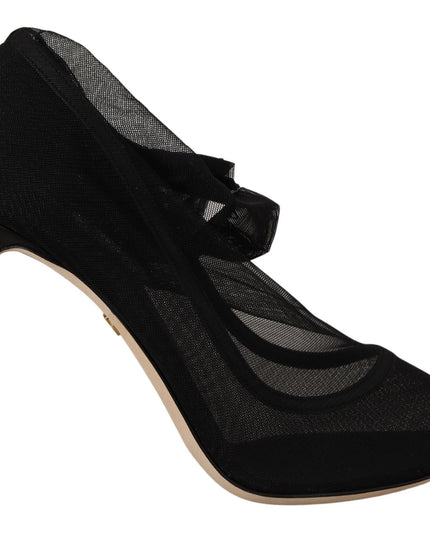 Dolce & Gabbana Black Stretch Tulle Stretch Boots Shoes