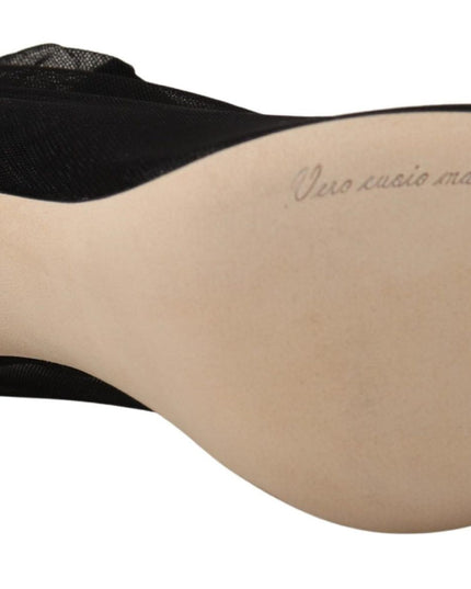 Dolce & Gabbana Black Stretch Tulle Stretch Boots Shoes