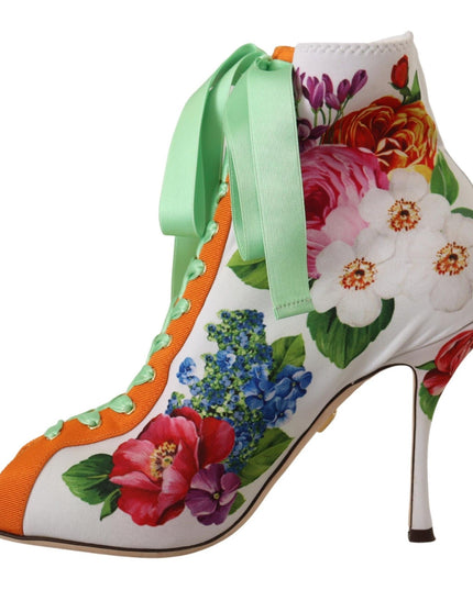 Dolce & Gabbana White Jersey Stretch Boots Open Toes Heels Shoes