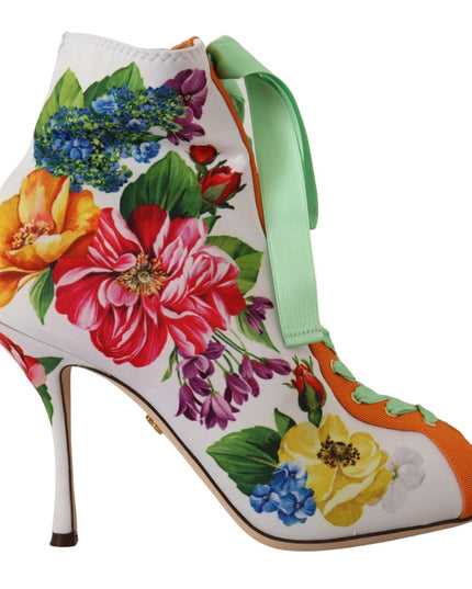 Dolce & Gabbana White Jersey Stretch Boots Open Toes Heels Shoes