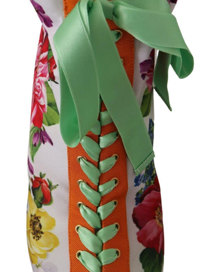 Dolce & Gabbana White Jersey Stretch Boots Open Toes Heels Shoes