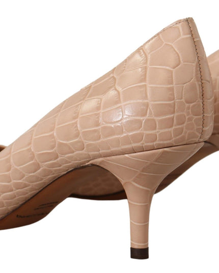 Dolce & Gabbana Beige Leather Pointed Heels Pumps Shoes
