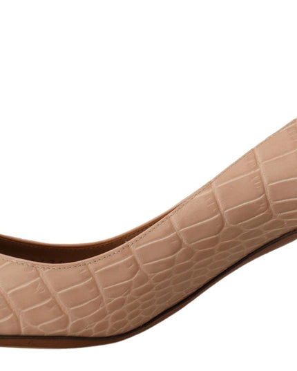 Dolce & Gabbana Beige Leather Pointed Heels Pumps Shoes