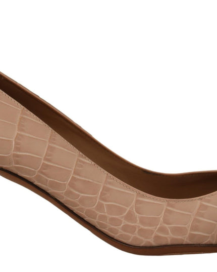 Dolce & Gabbana Beige Leather Pointed Heels Pumps Shoes