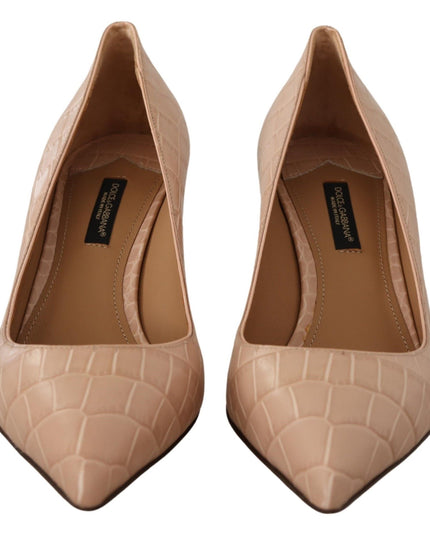 Dolce & Gabbana Beige Leather Pointed Heels Pumps Shoes