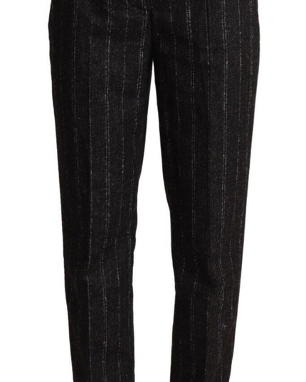 Dolce & Gabbana Black Striped High Waist Tapered Pants