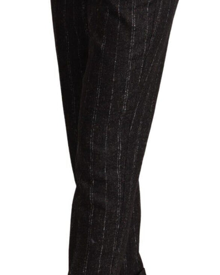Dolce & Gabbana Black Striped High Waist Tapered Pants