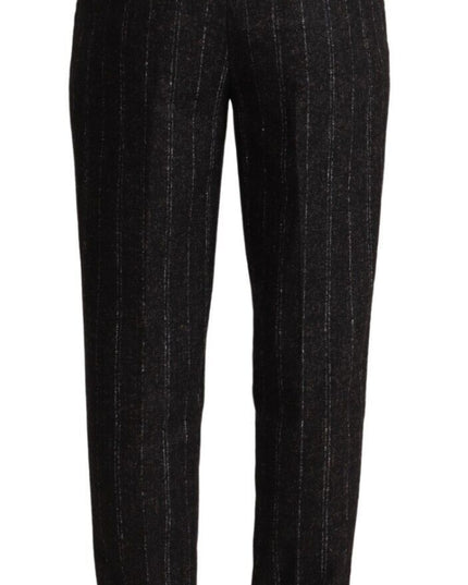 Dolce & Gabbana Black Striped High Waist Tapered Pants