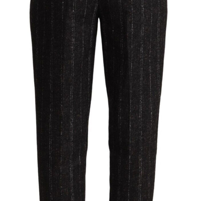 Dolce & Gabbana Black Striped High Waist Tapered Pants