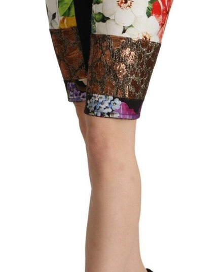 Dolce & Gabbana Multicolor Patchwork High Waist Cropped Pants