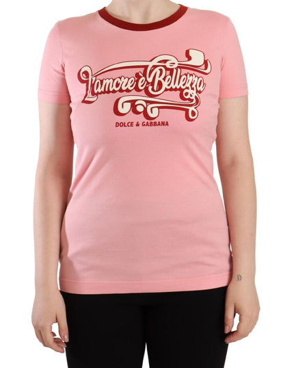 Dolce & Gabbana Pink Cotton Short Sleeves Crewneck T-shirt Top