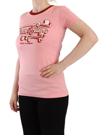 Dolce & Gabbana Pink Cotton Short Sleeves Crewneck T-shirt Top