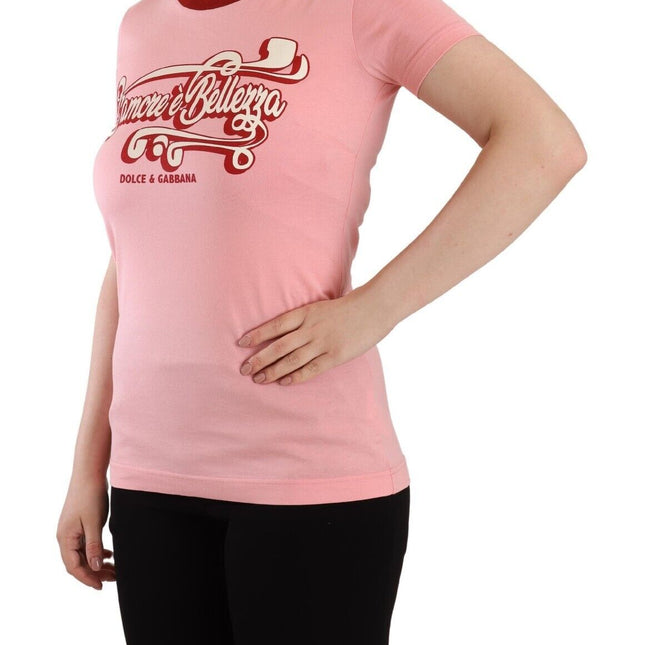 Dolce & Gabbana Pink Cotton Short Sleeves Crewneck T-shirt Top