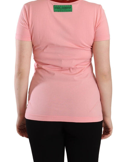 Dolce & Gabbana Pink Cotton Short Sleeves Crewneck T-shirt Top