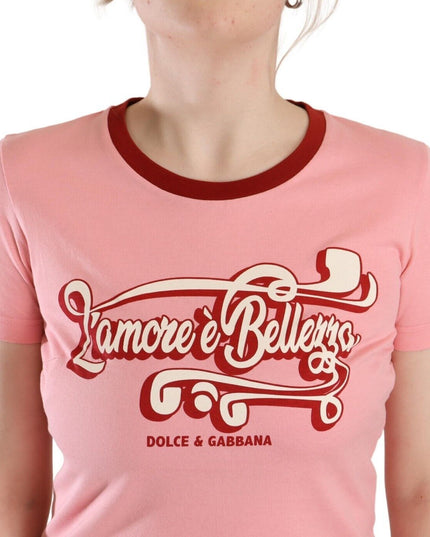 Dolce & Gabbana Pink Cotton Short Sleeves Crewneck T-shirt Top