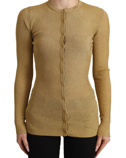 Dolce & Gabbana Gold Viscose Blend Buttons Cardigan Sweater