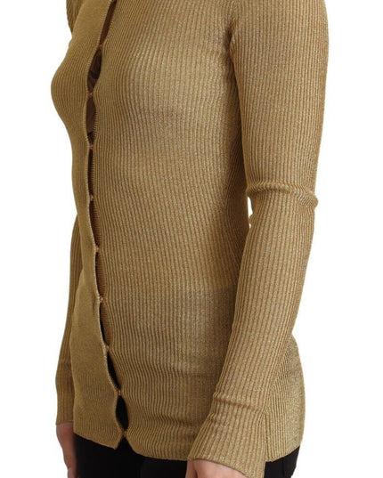Dolce & Gabbana Gold Viscose Blend Buttons Cardigan Sweater