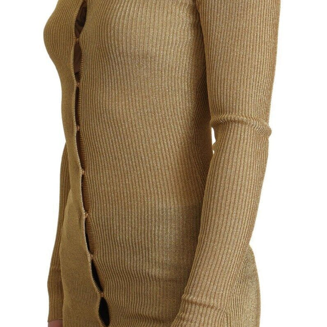 Dolce & Gabbana Gold Viscose Blend Buttons Cardigan Sweater