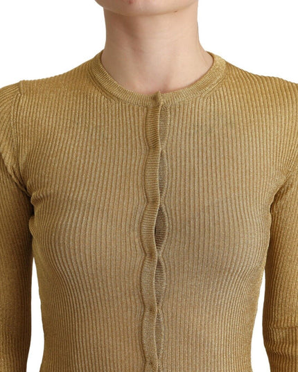 Dolce & Gabbana Gold Viscose Blend Buttons Cardigan Sweater