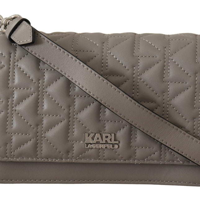 Karl Lagerfeld Light Grey Leather Crossbody Bag