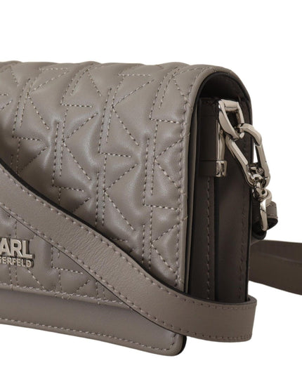 Karl Lagerfeld Light Grey Leather Crossbody Bag