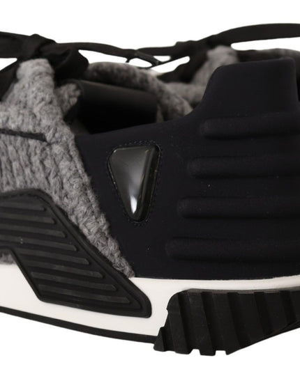 Dolce & Gabbana Black Gray Fabric Lace Up NS1 Sneakers Shoes