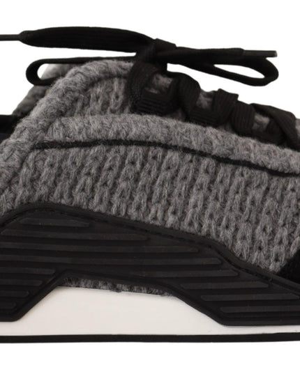 Dolce & Gabbana Black Gray Fabric Lace Up NS1 Sneakers Shoes