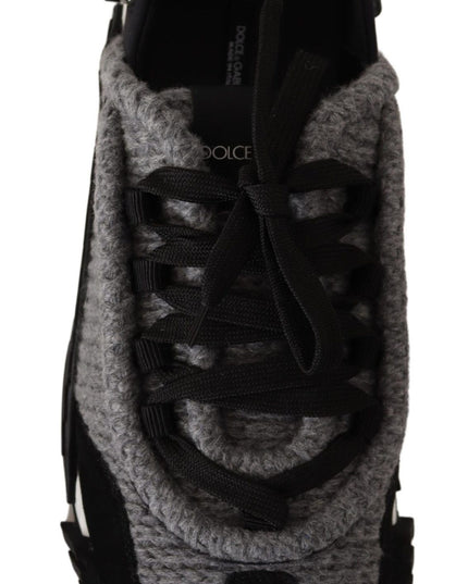 Dolce & Gabbana Black Gray Fabric Lace Up NS1 Sneakers Shoes