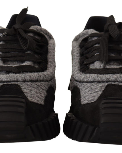 Dolce & Gabbana Black Gray Fabric Lace Up NS1 Sneakers Shoes