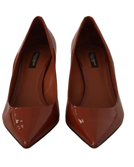 Dolce & Gabbana Brown Kitten Heels Pumps Patent Leather Shoes