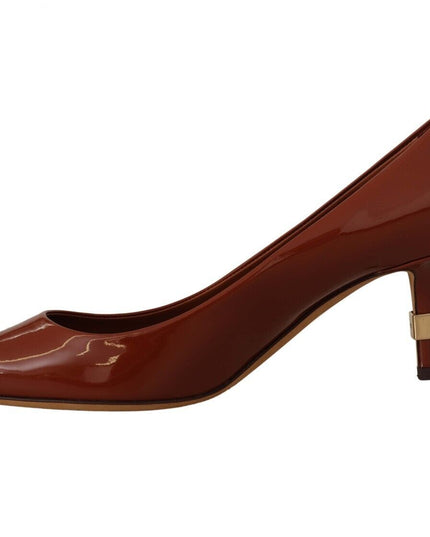 Dolce & Gabbana Brown Kitten Heels Pumps Patent Leather Shoes