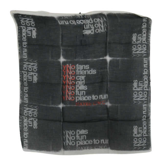 Costume National Dark Gray Wool Foulard Branded Scarf