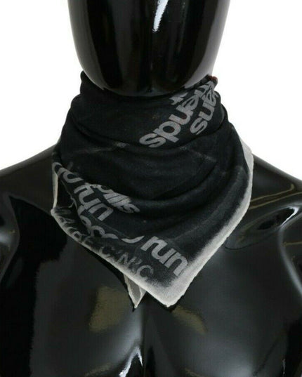 Costume National Dark Gray Wool Foulard Branded Scarf