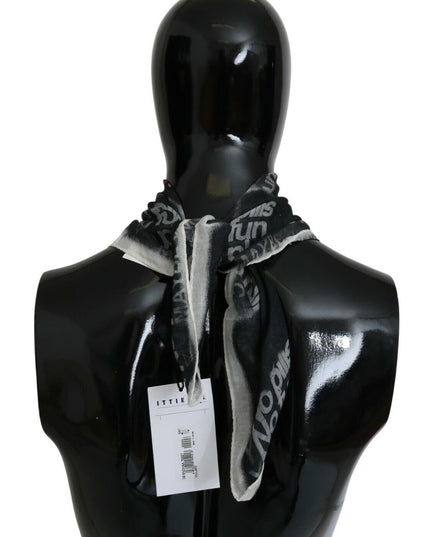 Costume National Dark Gray Wool Foulard Branded Scarf