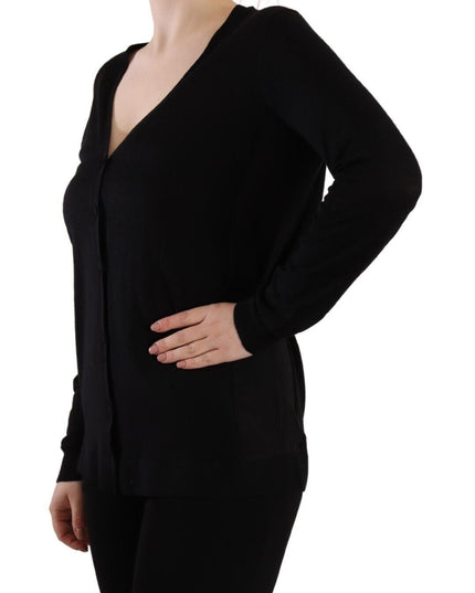 Dolce & Gabbana Black Wool V-neck Long Sleeves Pullover Top