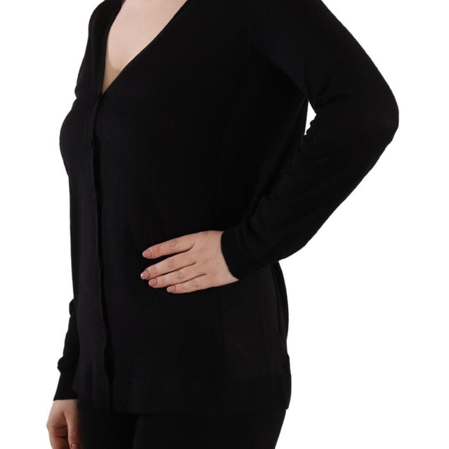 Dolce & Gabbana Black Wool V-neck Long Sleeves Pullover Top