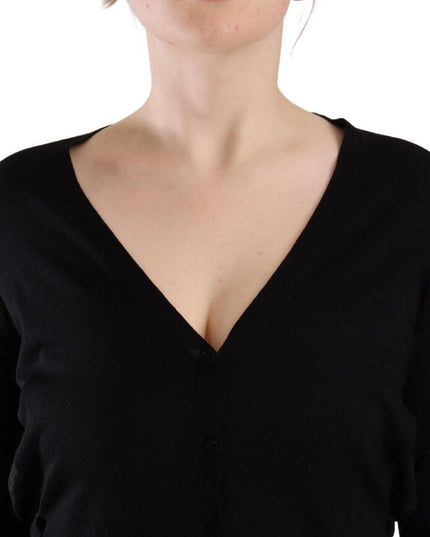 Dolce & Gabbana Black Wool V-neck Long Sleeves Pullover Top